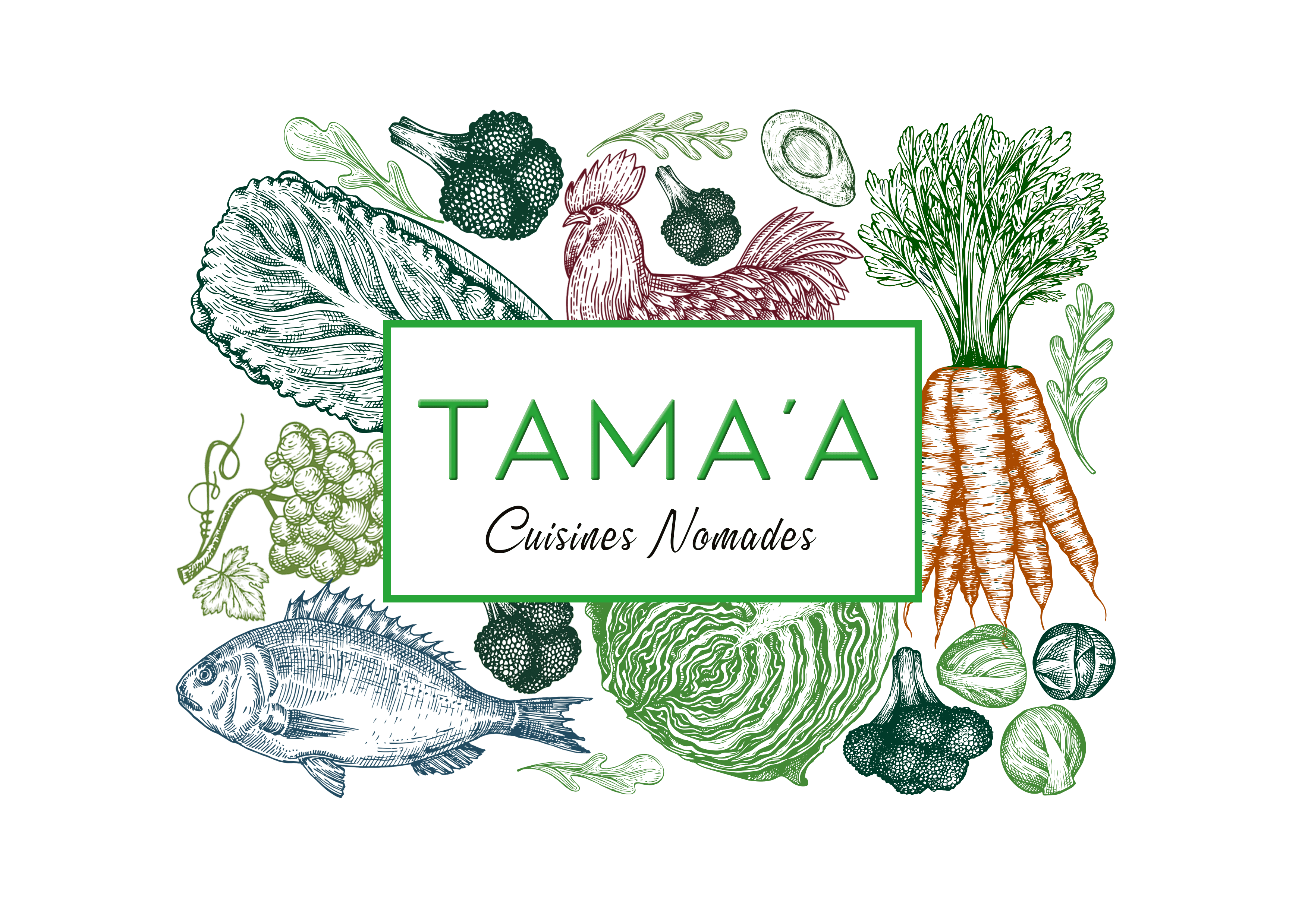 Ceci est le logo de Tama'a, un service traiteur sur la Cote d'Azur
